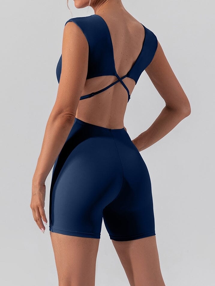 Combinaison Sport Bretelles Croisées Combinaison sport helankezatrening.com sa Bleu marine