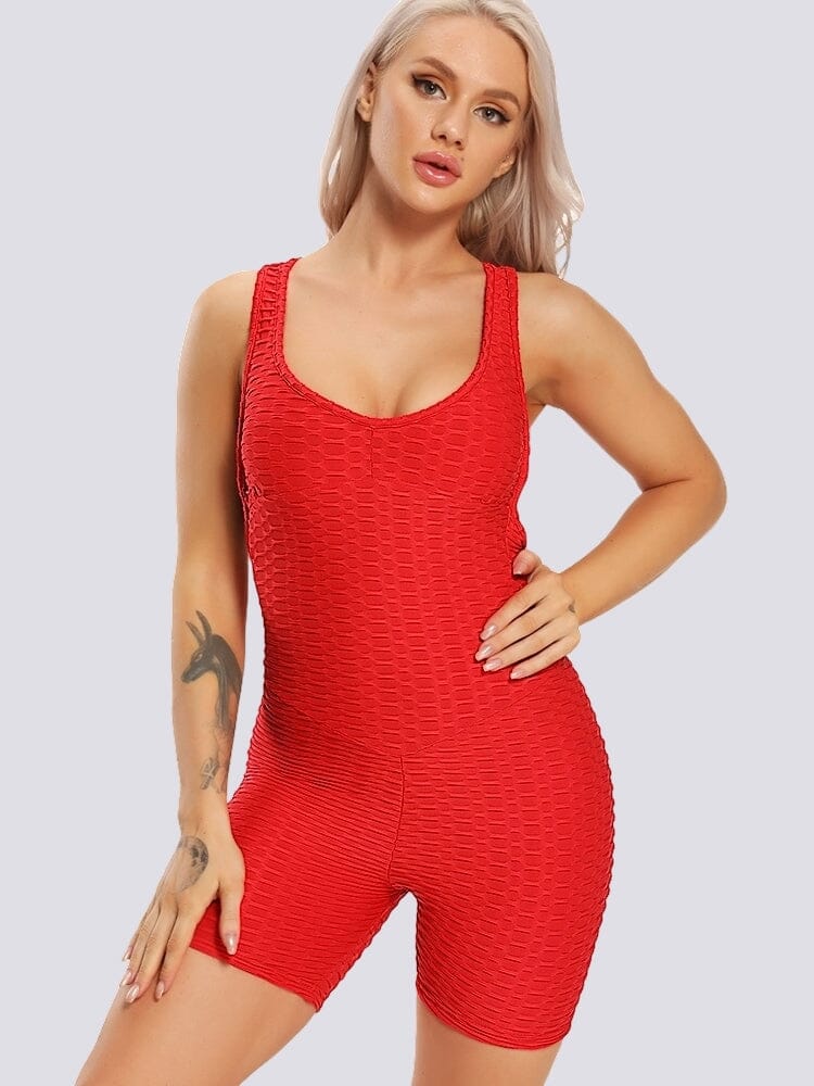 Combinaison Sport Short Anti Cellulite Combinaison sport helankezatrening.com sa Rouge
