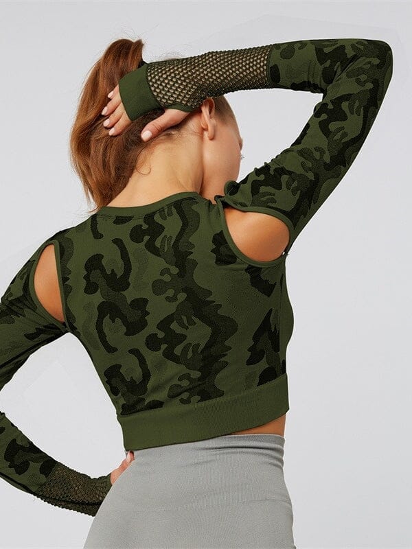 Crop top Αθλητικό Διχτυωτό Καμουφλάζ