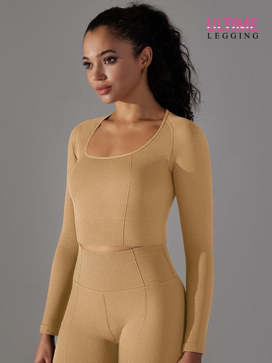 Crop Top Sport Manches Longues Fitness - Ultime-Legging Crop Top helankezatrening.com sa Jaune
