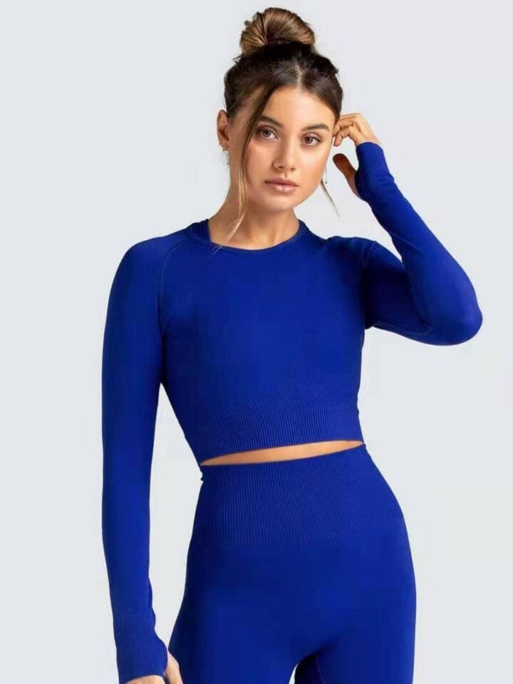 Crop Top Sport Moulant Crop Top helankezatrening.com : Legging Femme | Vêtements de Sport sa Bleu