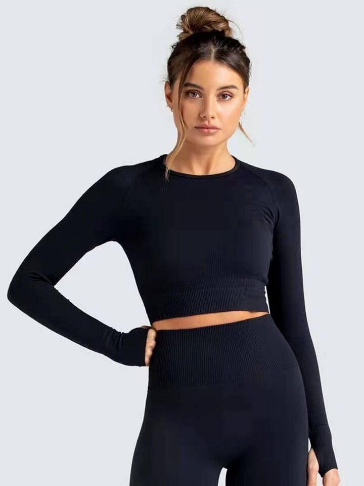 Crop Top Sport Moulant Crop Top helankezatrening.com : Legging Femme | Vêtements de Sport sa Noir