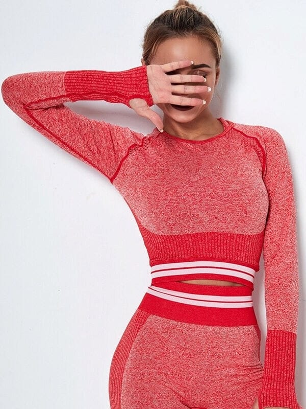 Crop Top Sport Sans Couture Crop Top helankezatrening.com : Legging Femme | Vêtements de Sport XS Rouge