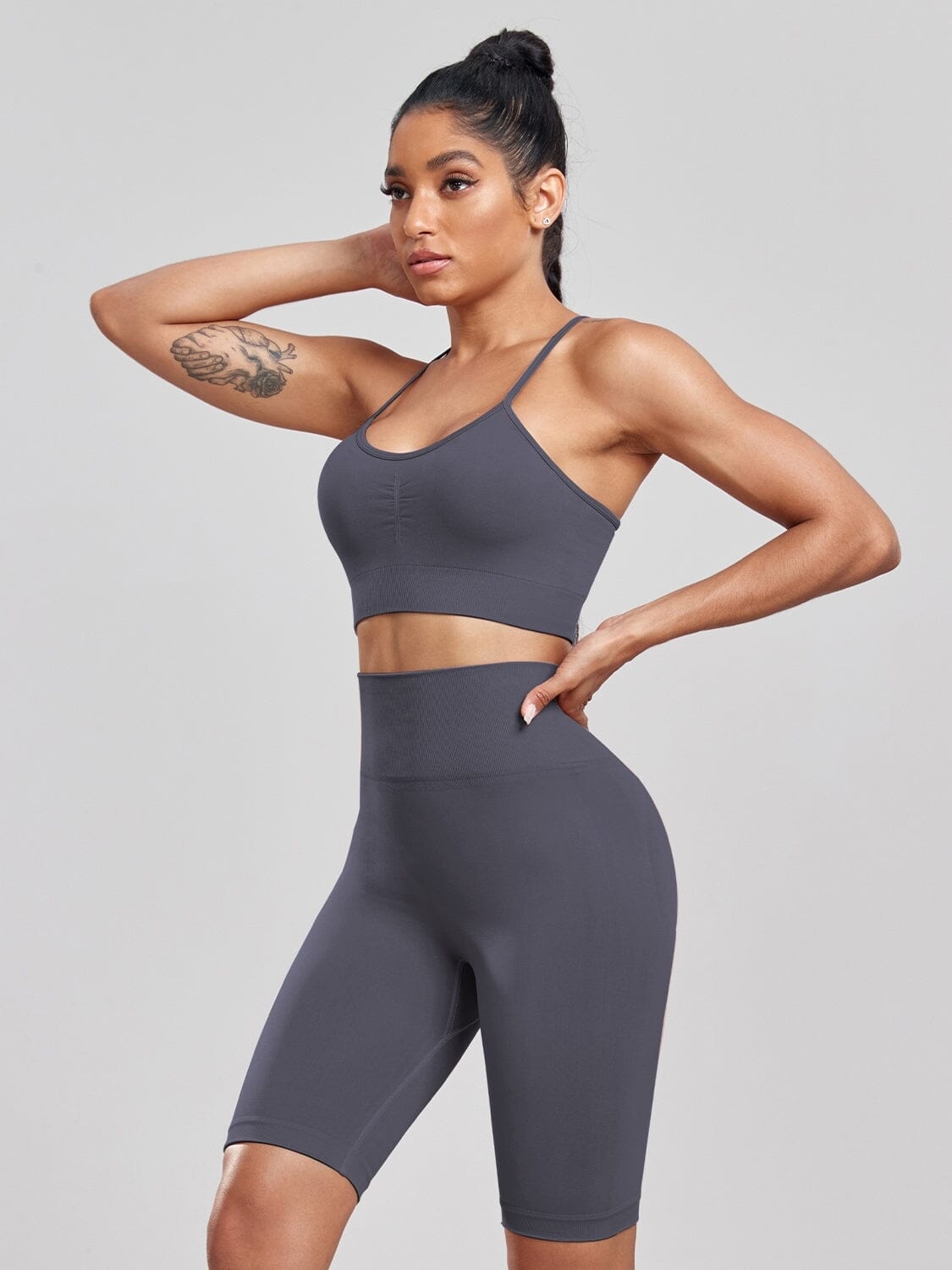 Ensemble Push Up, Sport Short Long Ensemble Sport helankezatrening.com sa Gris