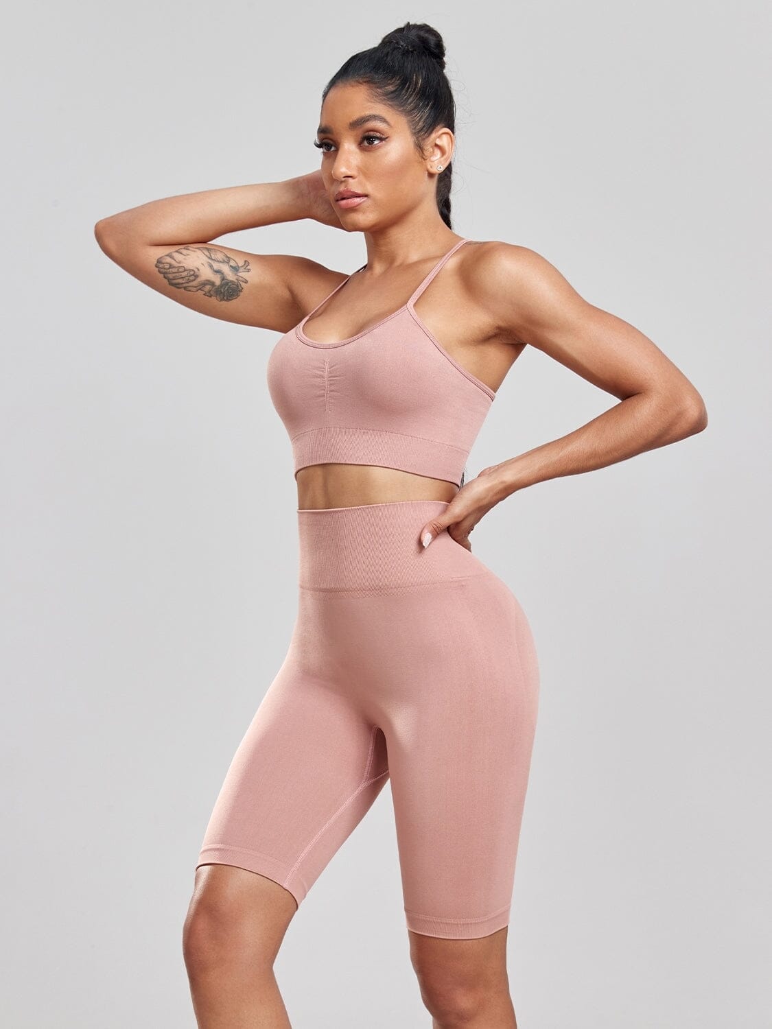 Ensemble Push Up, Sport Short Long Ensemble Sport helankezatrening.com sa Rose