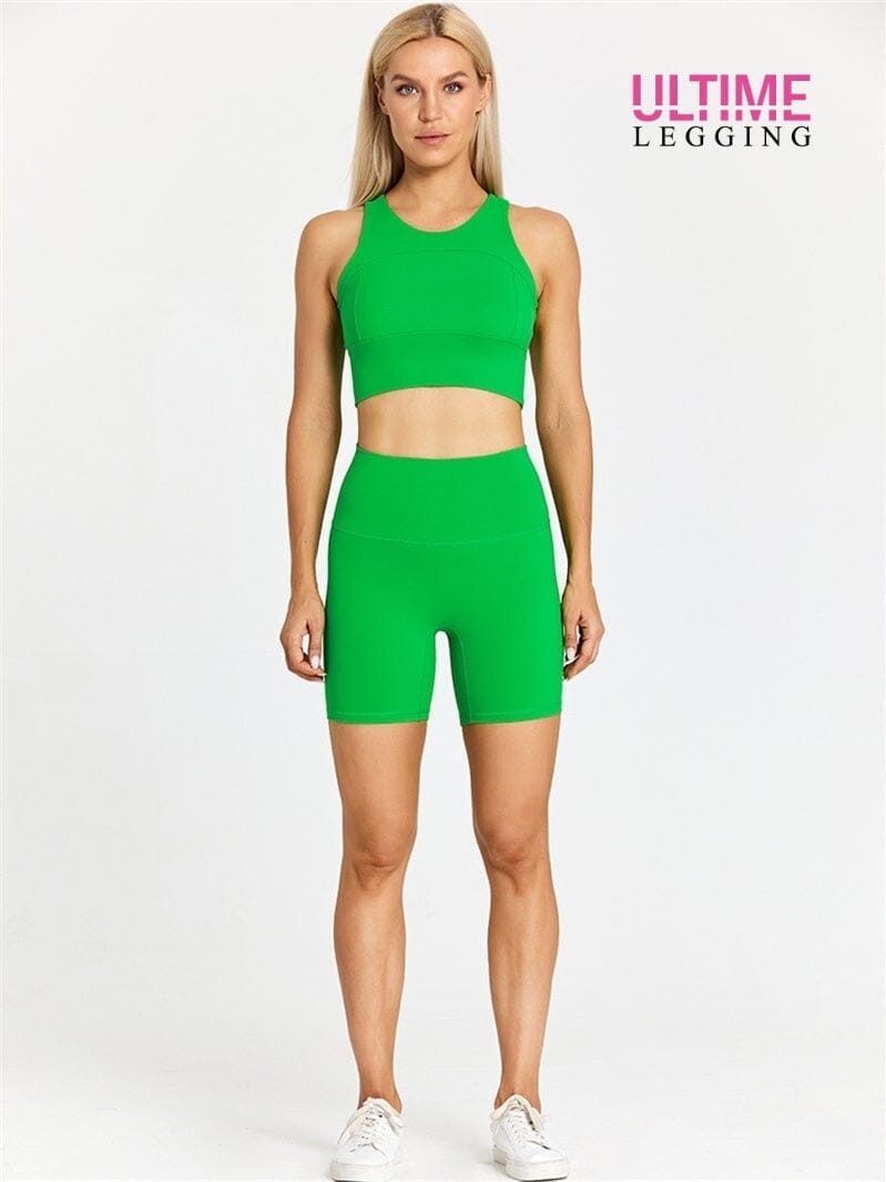 Ensemble Short Fitness - Ultime-Legging Ensemble Sport helankezatrening.com sa Vert