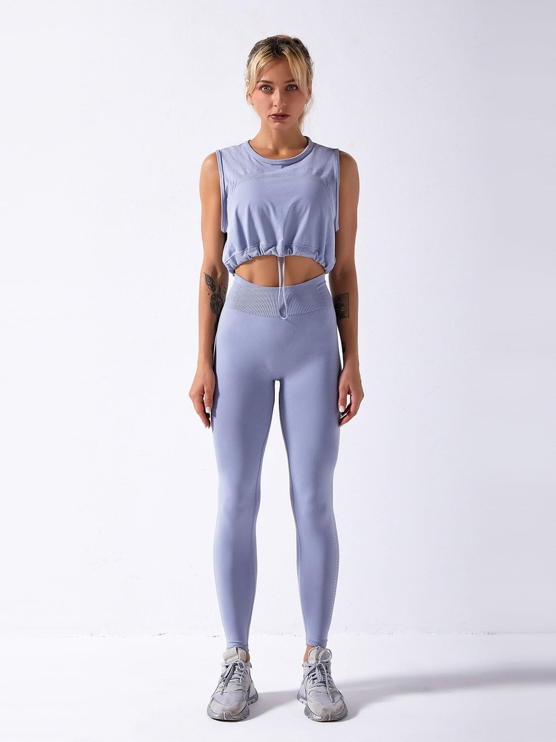 Ensemble Sport 2 pièces Legging et Top Ensemble Sport helankezatrening.com sa Bleu grisé