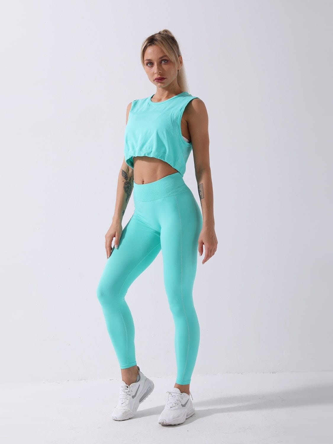Ensemble Sport 2 pièces Legging et Top Ensemble Sport helankezatrening.com sa Turquoise