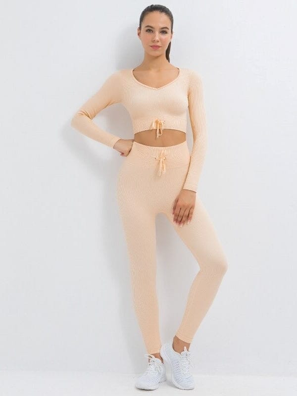 Ensemble Sport Côtelé Legging et Top Ensemble Sport helankezatrening.com : Legging Femme | Vêtements de Sport sa Orange