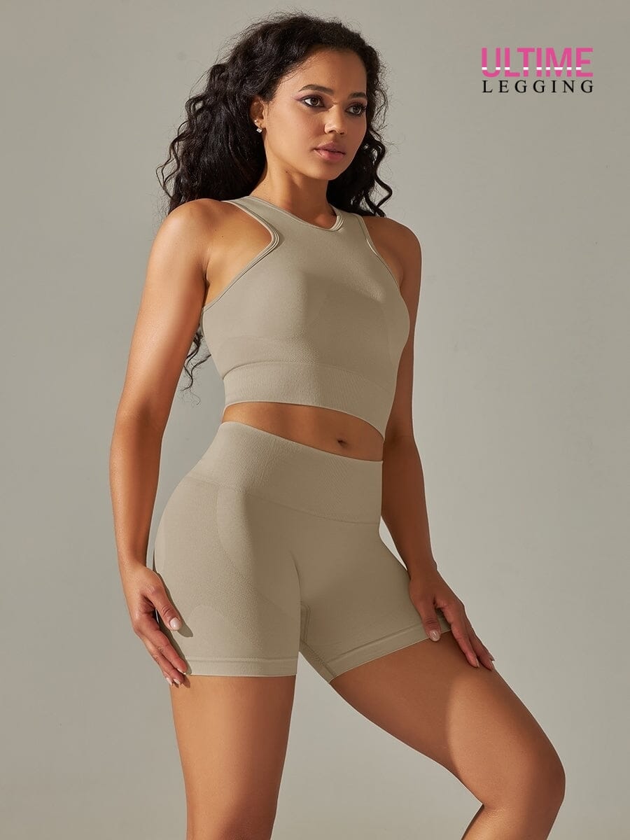 Ensemble Sport Fitness Push Up Sans Couture - Ultime-Legging Ensemble Sport helankezatrening.com sa Beige