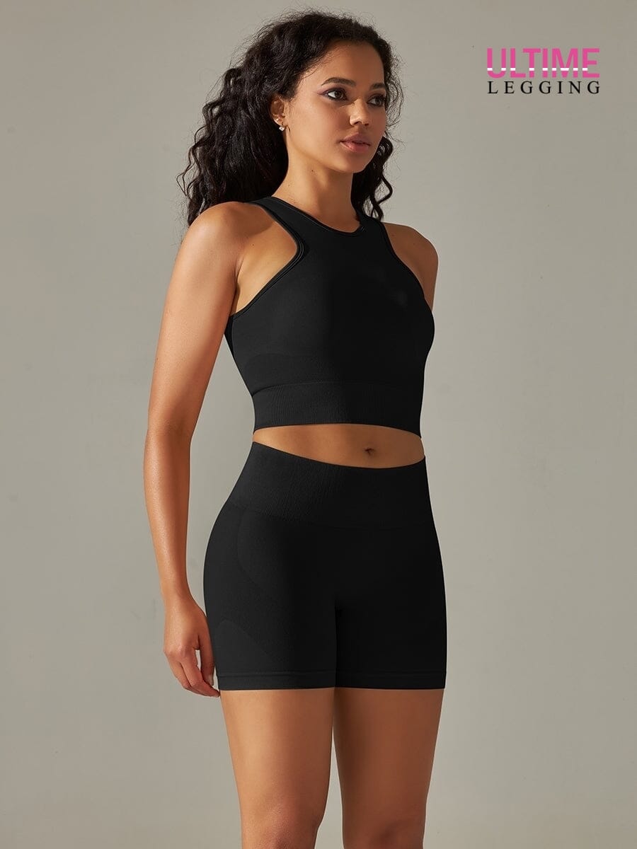 Ensemble Sport Fitness Push Up Sans Couture - Ultime-Legging Ensemble Sport helankezatrening.com sa Noir