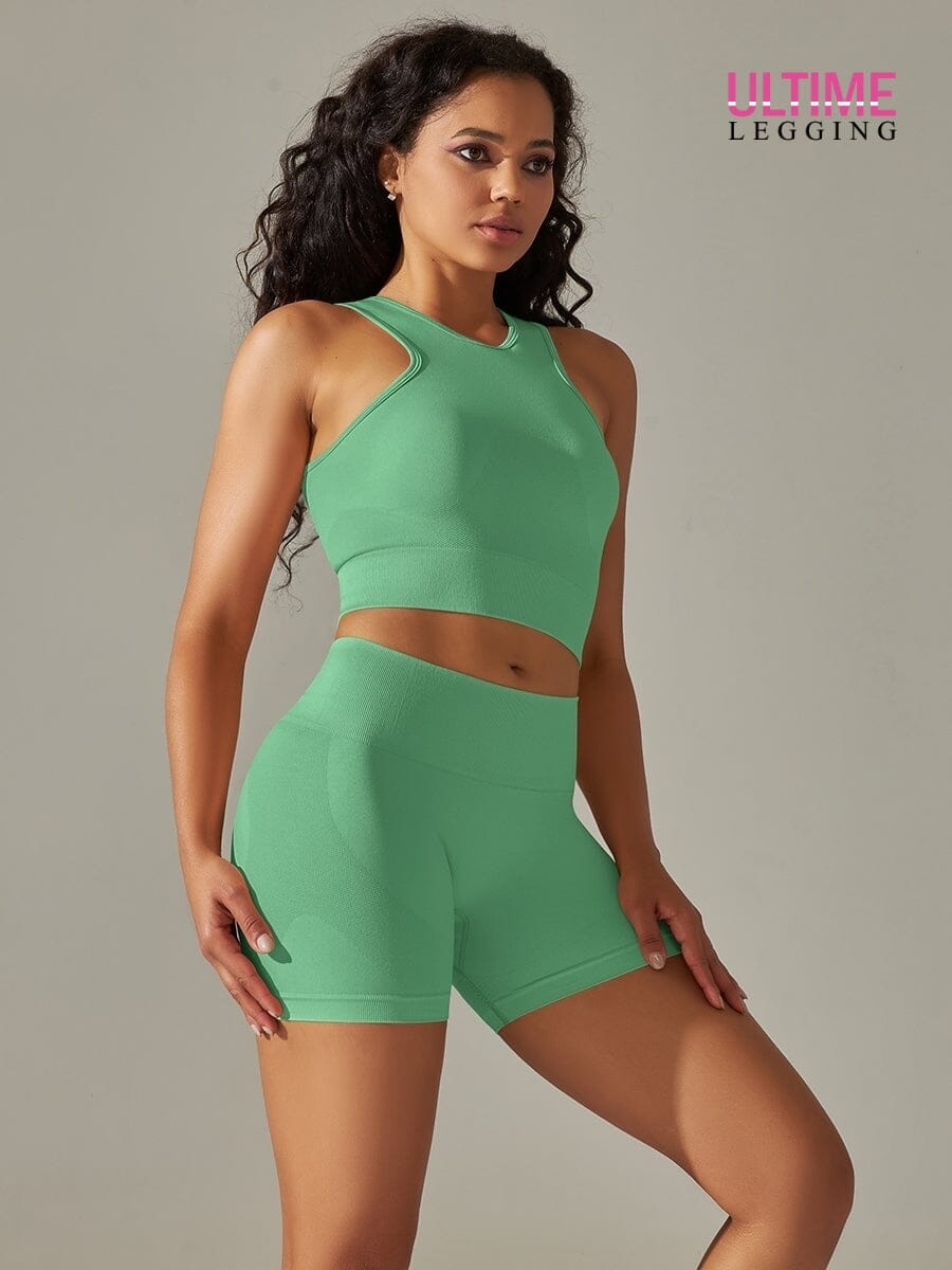 Ensemble Sport Fitness Push Up Sans Couture - Ultime-Legging Ensemble Sport helankezatrening.com sa Vert