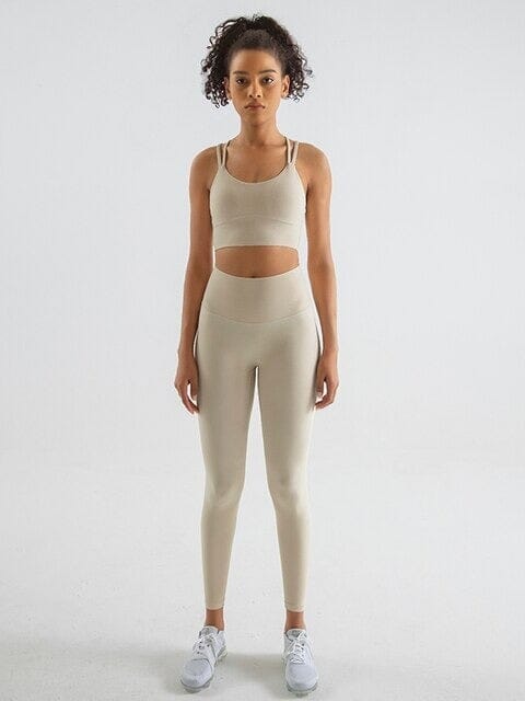 Ensemble Sport Legging et Brassière Ensemble Sport helankezatrening.com : Legging Femme | Vêtements de Sport sa Crème