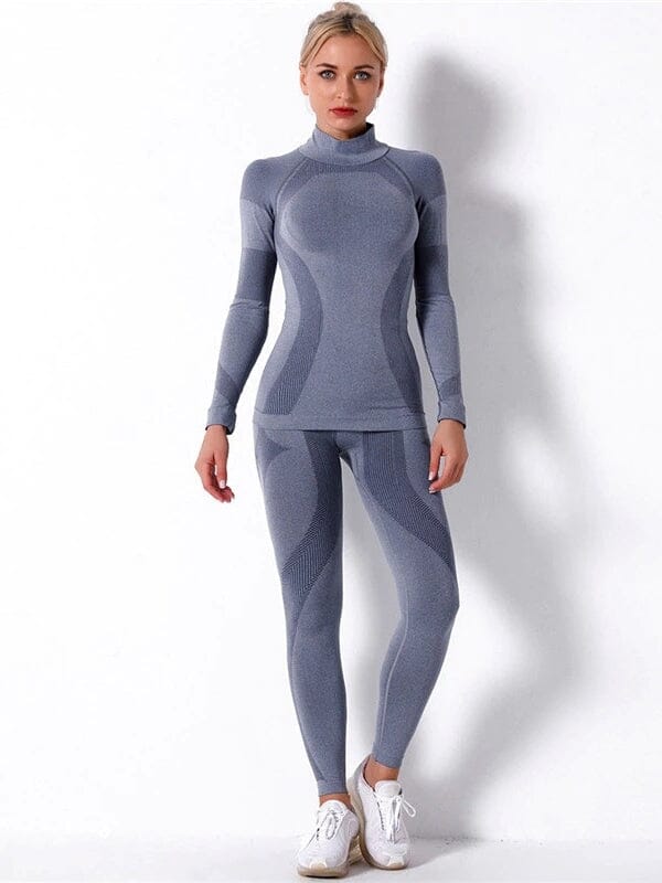 Ensemble Sport Legging et T-Shirt Manches Longues, KindyFit Ensemble Sport helankezatrening.com : Legging Femme | Vêtements de Sport sa Gris foncé