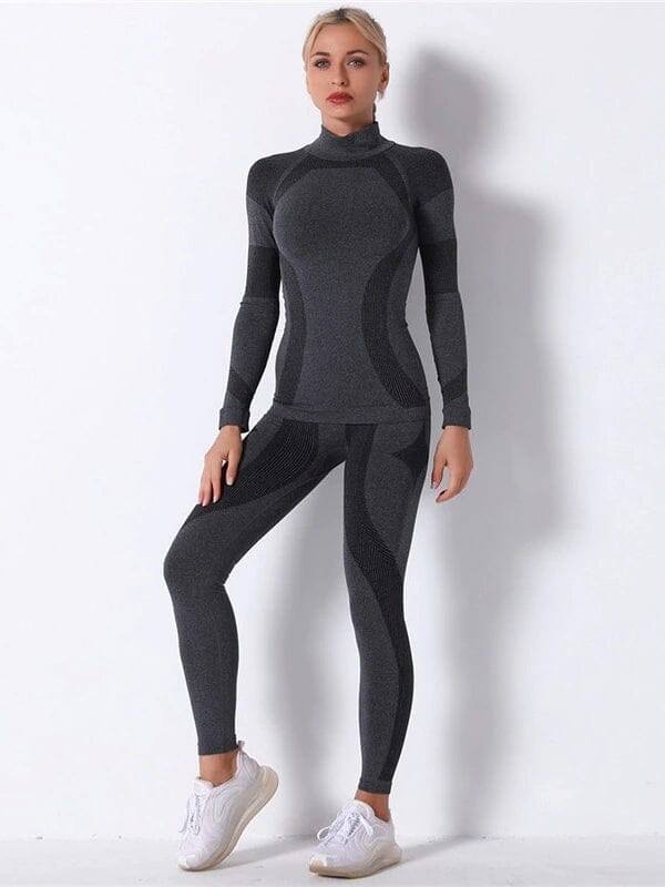 Ensemble Sport Legging et T-Shirt Manches Longues, KindyFit Ensemble Sport helankezatrening.com : Legging Femme | Vêtements de Sport sa Noir