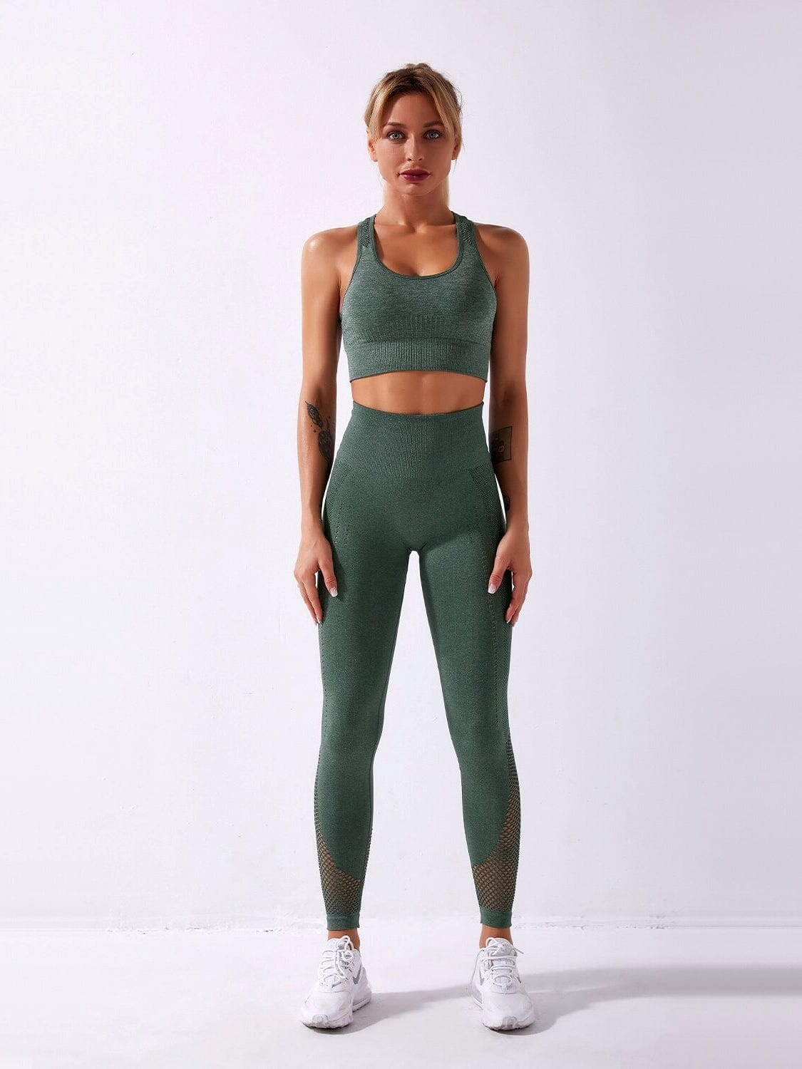 Ensemble Sport Maille Sans Couture Ensemble Sport helankezatrening.com : Legging Femme | Vêtements de Sport sa Vert