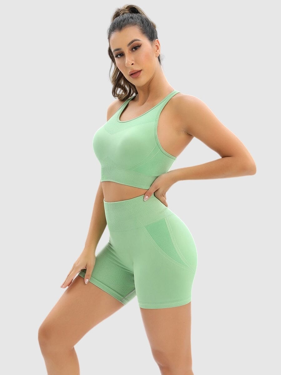Ensemble Sport Push Up, Short et Brassière Ensemble Sport helankezatrening.com : Legging Femme | Vêtements de Sport sa Vert