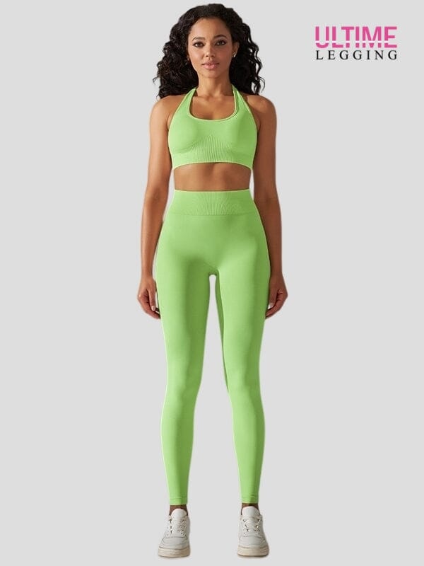 Ensemble Sport Seconde Peau Sans Couture - Ultime-Legging Ensemble Sport helankezatrening.com sa Vert clair