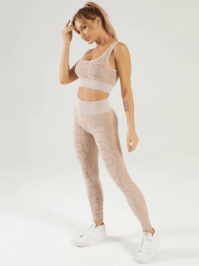 Ensemble Sport Serpent, Legging et Soutien-Gorge Ensemble Sport helankezatrening.com : Legging Femme | Vêtements de Sport sa Beige