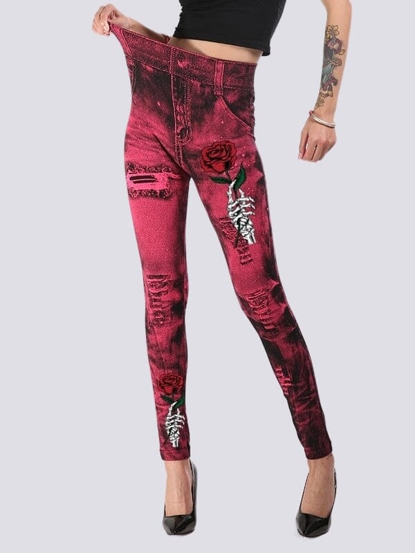 Jegging Effet Déchiré Jeggings helankezatrening.com sa Rose