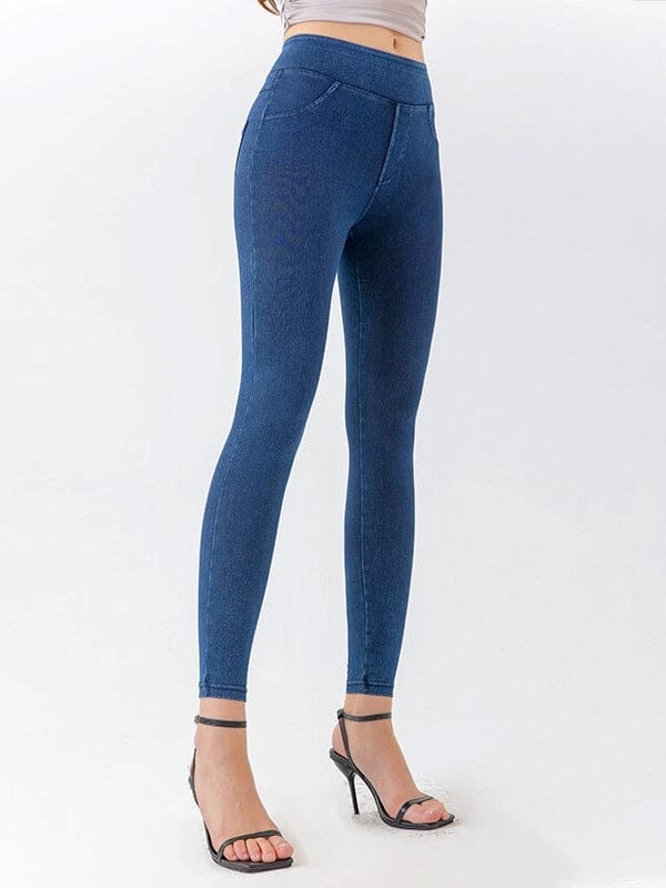 Jegging Gainant Taille Haute Jeggings helankezatrening.com XS Bleu foncé