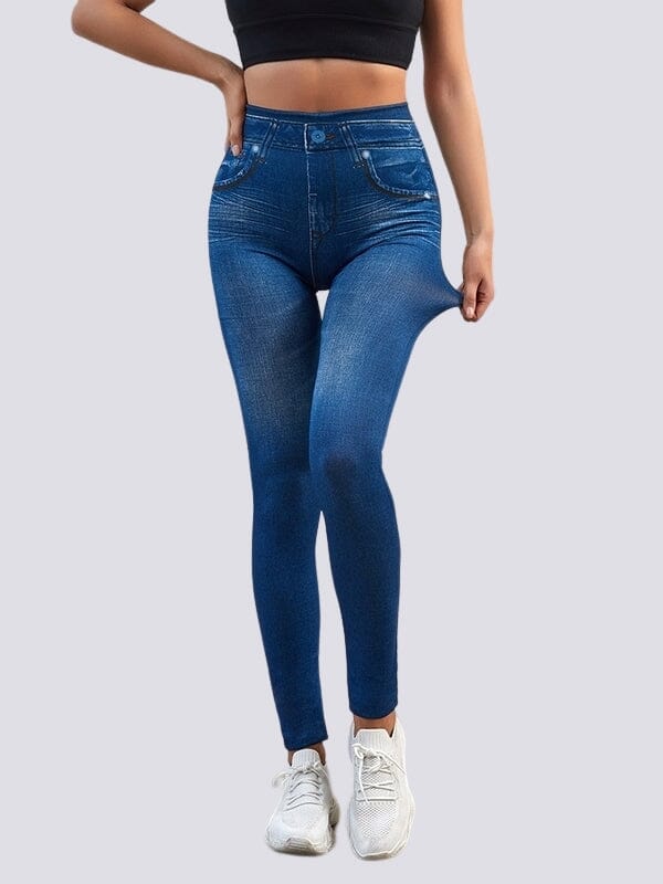 Jegging Taille Haute Amincissant Jeggings helankezatrening.com sa Bleu