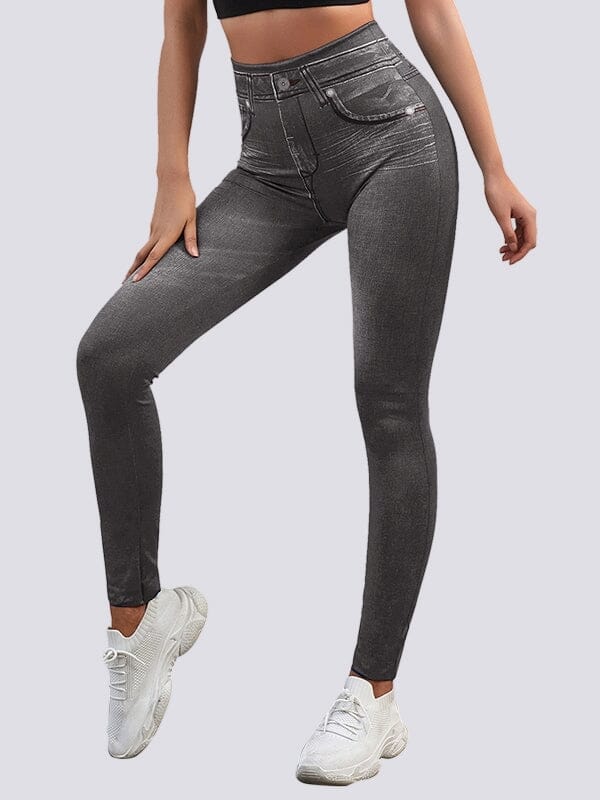 Jegging Taille Haute Amincissant Jeggings helankezatrening.com sa Gris