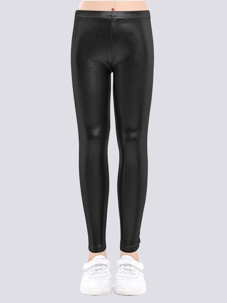 Legging Brillant Simili Cuir Fille Leggings helankezatrening.com 3 - 4 ans Noir