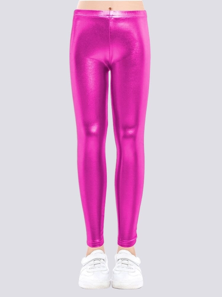 Legging Brillant Simili Cuir Fille Leggings helankezatrening.com 3 - 4 ans Rose