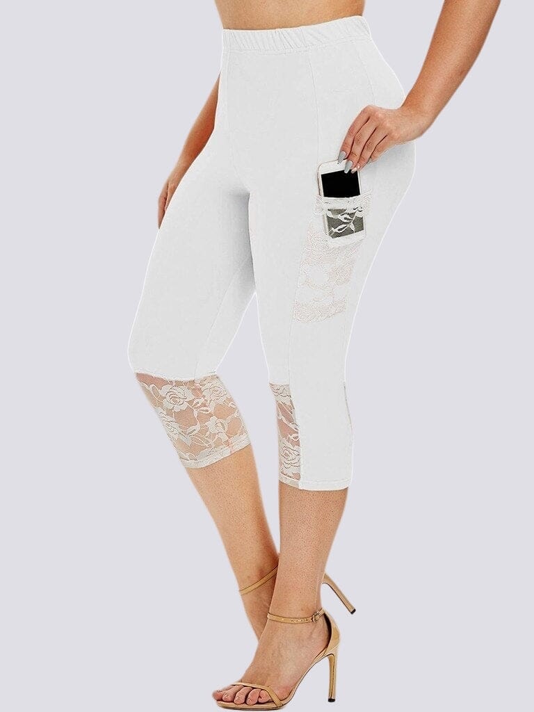 Legging Court Grande Taille (Poche) Leggings helankezatrening.com L Blanc
