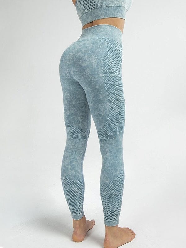 Legging Fitness Gainant Sans Couture helankezatrening.com sa Bleu