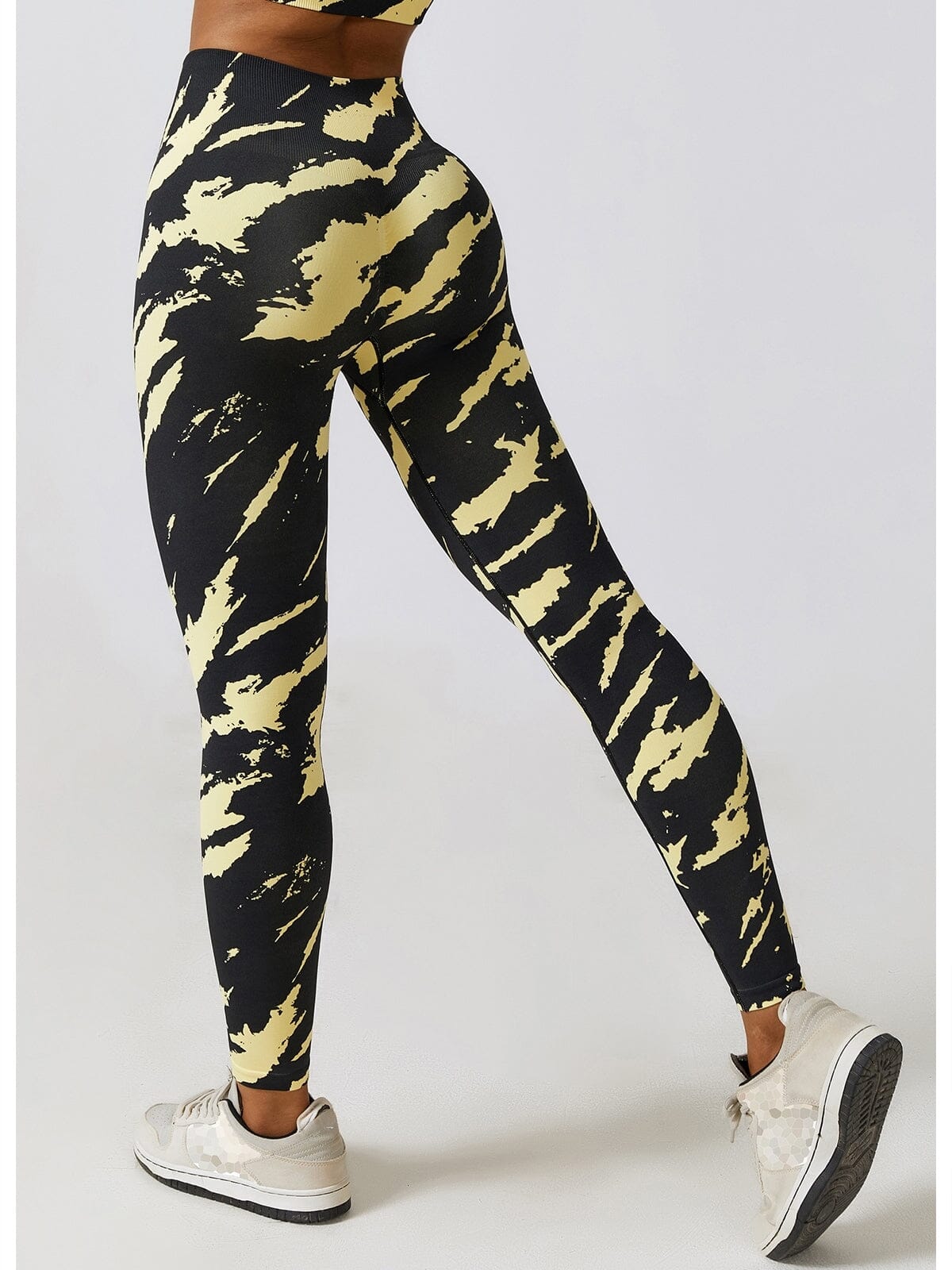 Legging Fitness Moulant Taille Haute Push Up Leggings helankezatrening.com sa Noir/Jaune