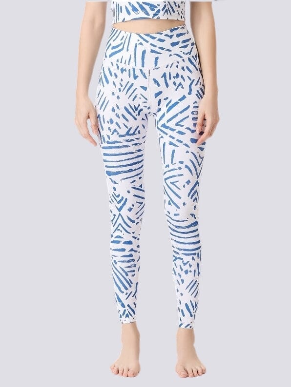 Legging Imprimé Bleu et Blanc - Sport Ultime-Legging sa Blanc/Bleu