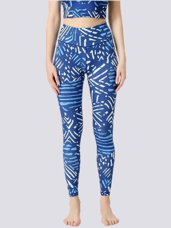 Legging Imprimé Bleu et Blanc - Sport Ultime-Legging sa Bleu/Blanc