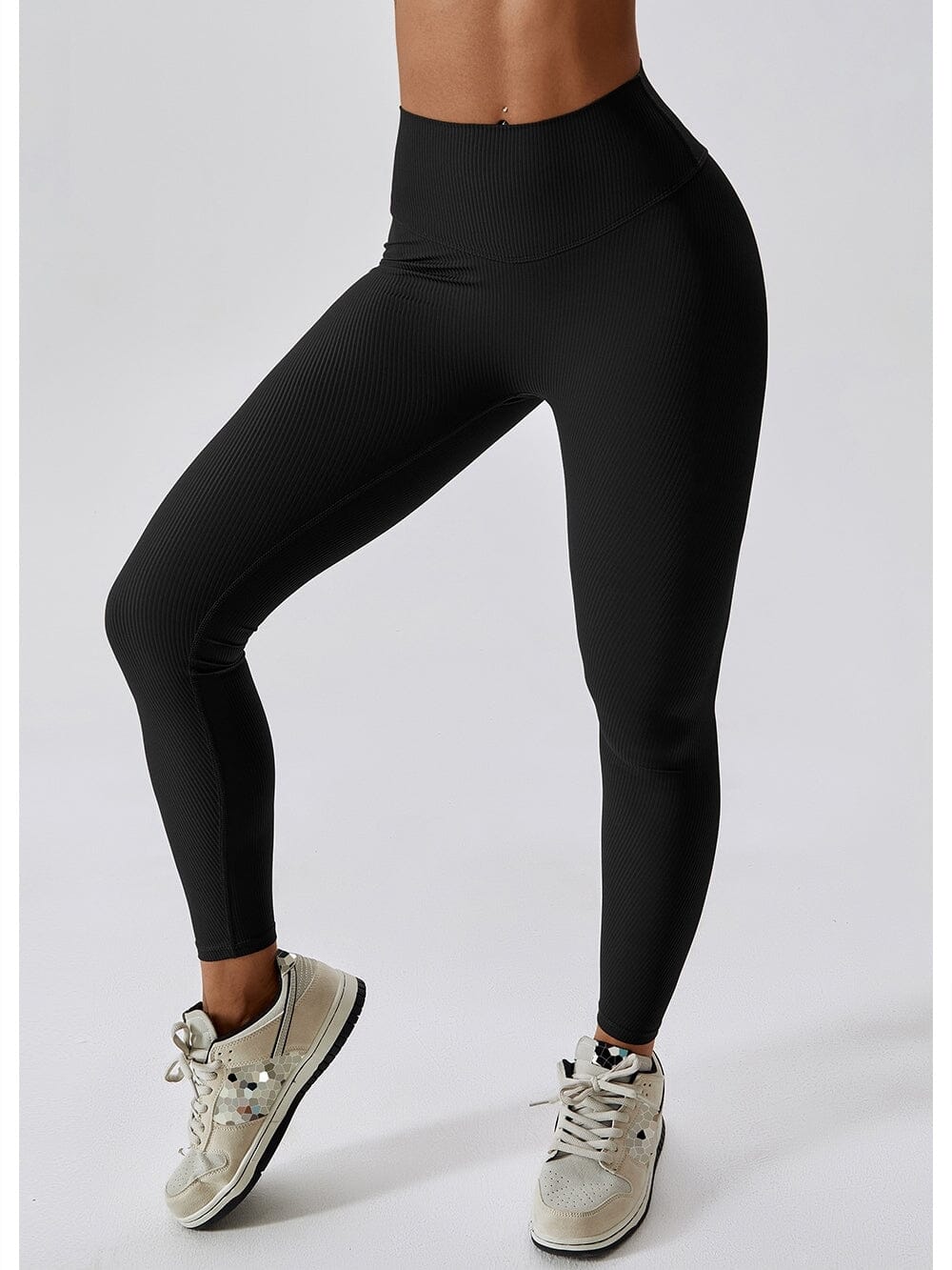 Legging Long Côtelé Push Up Sport Leggings helankezatrening.com sa Noir