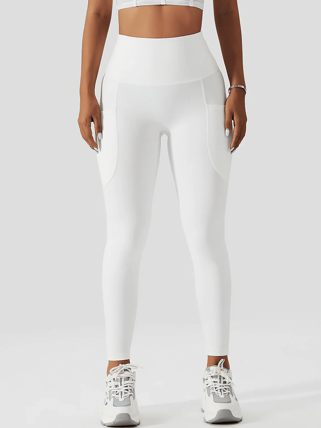 Legging Poches Taille Haute - Soraya Leggings helankezatrening.com sa Blanc