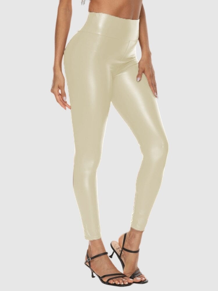 Legging Simili Cuir Beige Brillant Leggings helankezatrening.com : Legging Femme | Vêtements de Sport sa