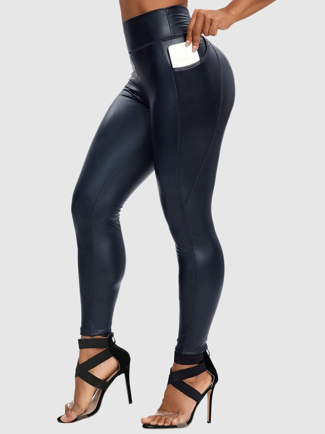 Legging Simili Cuir Poches Leggings helankezatrening.com : Legging Femme | Vêtements de Sport sa Bleu