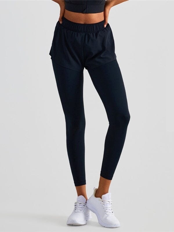 Legging Sport 2 en 1 avec Short, Poche helankezatrening.com sa Noir