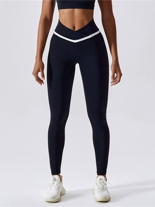 Legging Sport Ceinture Croisée Sans Couture Leggings helankezatrening.com : Legging Femme | Vêtements de Sport sa Noir