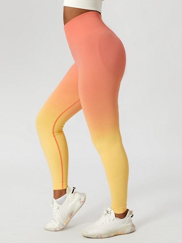 Legging Sport Coloré Dégradé Push Up helankezatrening.com sa Orange/Jaune