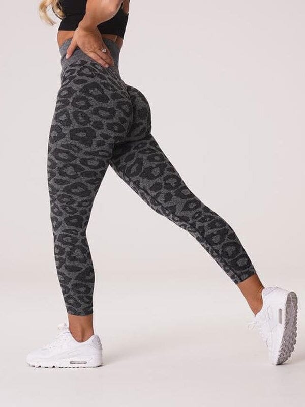 Legging Sport Imprimé Léopard Push Up (Sans Couture) Leggings helankezatrening.com XS Noir