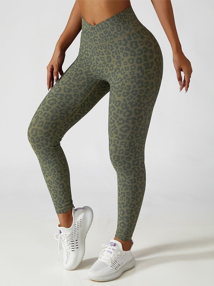 Legging Sport Léopard Taille Haute Leggings helankezatrening.com sa Vert