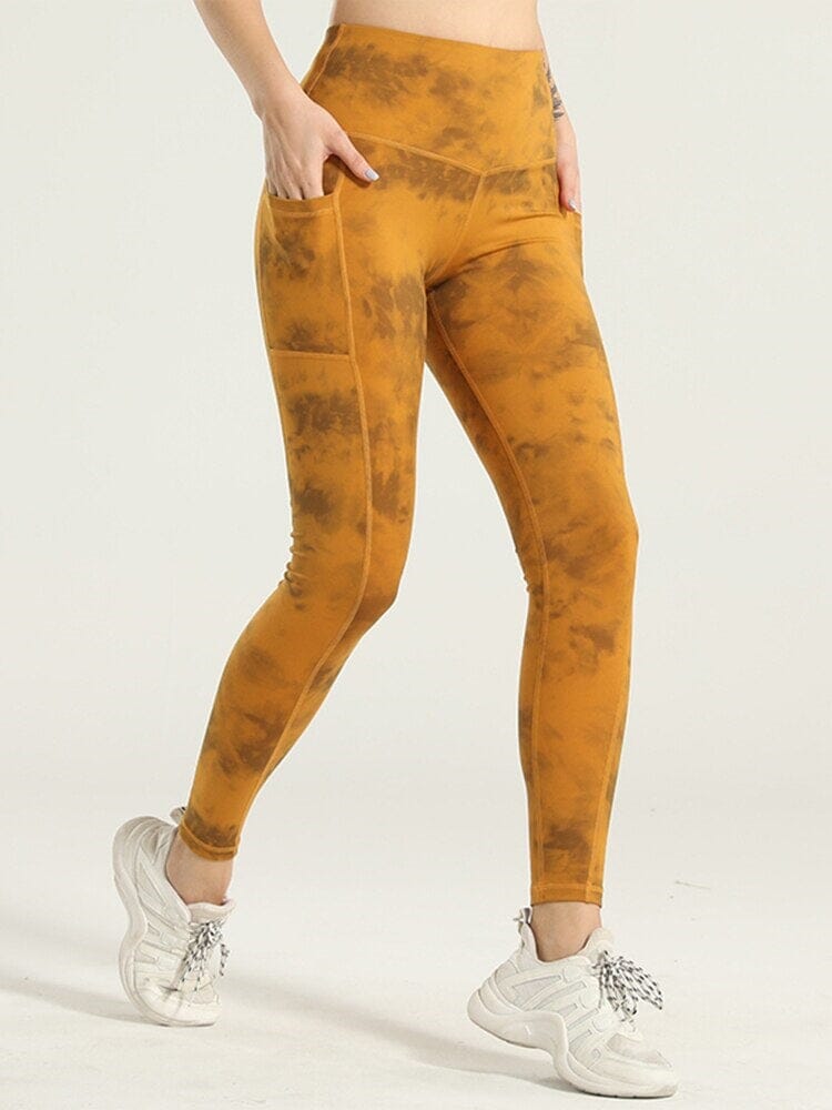 Legging Sport Poches Imprimé Leggings helankezatrening.com : Legging Femme | Vêtements de Sport sa Jaune