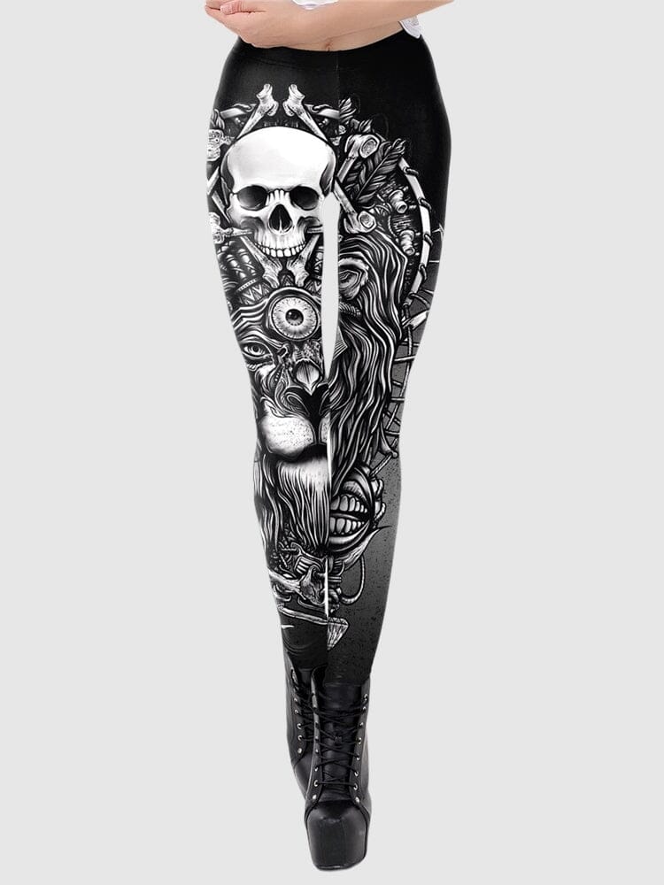 Legging Tête de Mort et Lion Leggings helankezatrening.com sa Argent