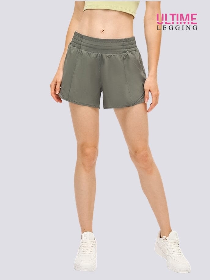 Short Avec Poche Zippée - Ultime-Legging Shorts helankezatrening.com XS Kaki foncé