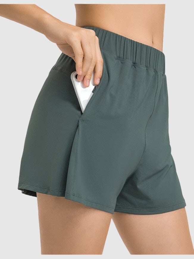 Short Running avec Poche Téléphone (Sport) Leggings helankezatrening.com XS Vert grisé