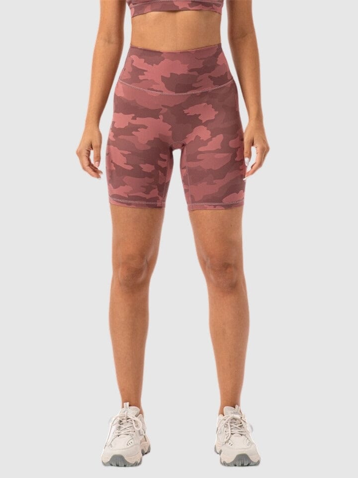 Short Sport Camouflage Taille Haute Shorts helankezatrening.com : Legging Femme | Vêtements de Sport sa Rouge