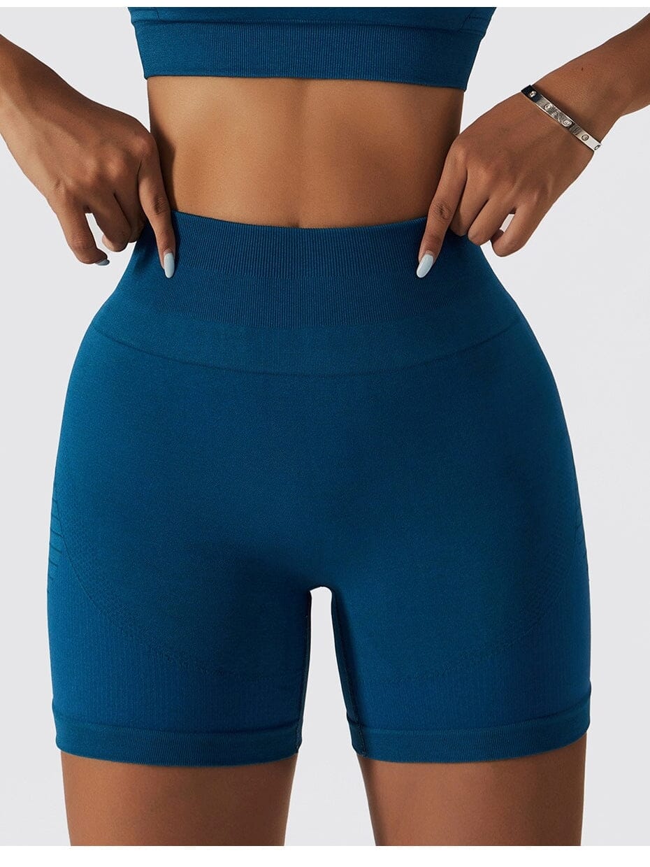 Short Sport Court Taille Haute (Sans Couture) Shorts helankezatrening.com sa Bleu