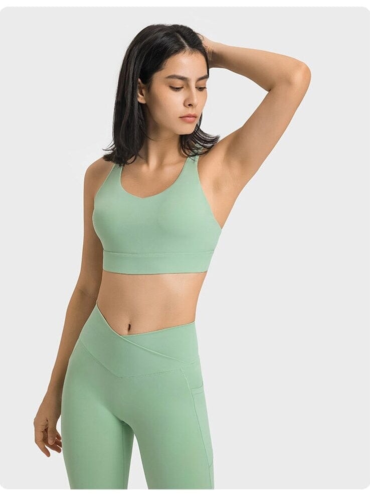 Soutien-Gorge Bretelles Fines Croisées Soutien-gorge sport helankezatrening.com : Legging Femme | Vêtements de Sport XS Vert